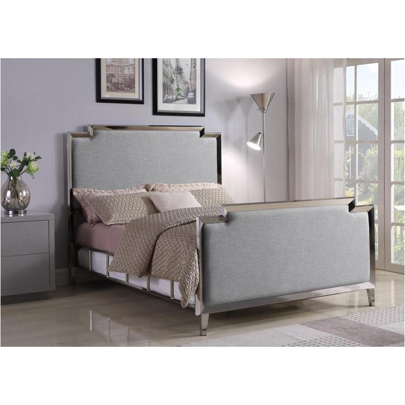 Selma Collection King Size Bed - Chrome / Fabric