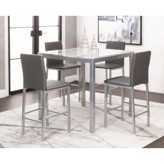 Brynn - Grey Faux Marble 5 Piece Pub Set