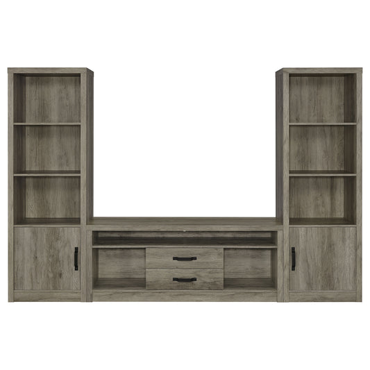 Burke 3-piece 59-inch TV Entertainment Center Grey Driftwood
