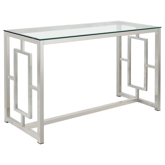 Merced Glass Top Metal Entryway Console Table Nickel