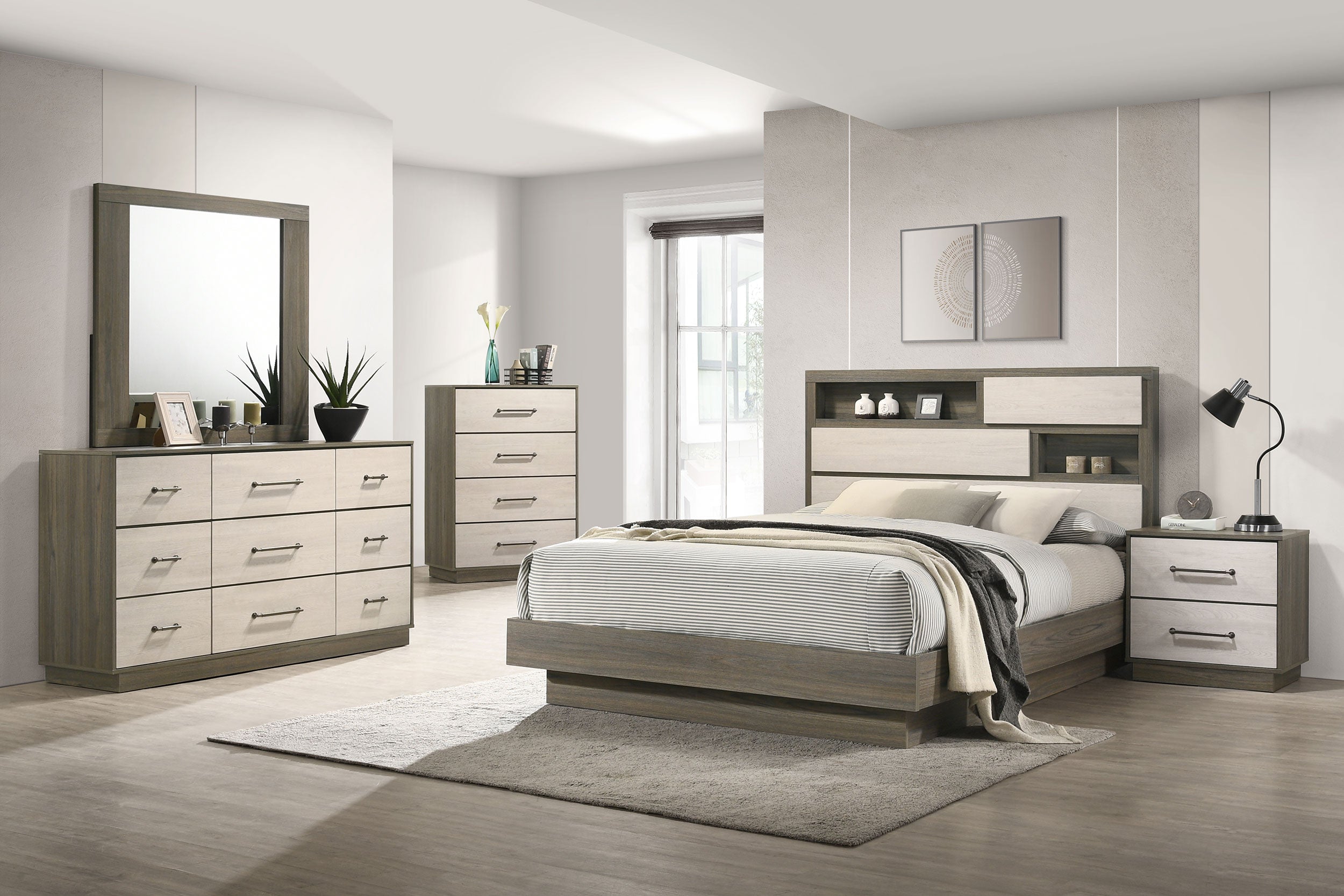 Shop Fenwick 5-piece Queen Bedroom Set Grey Oak at JB's Furniture