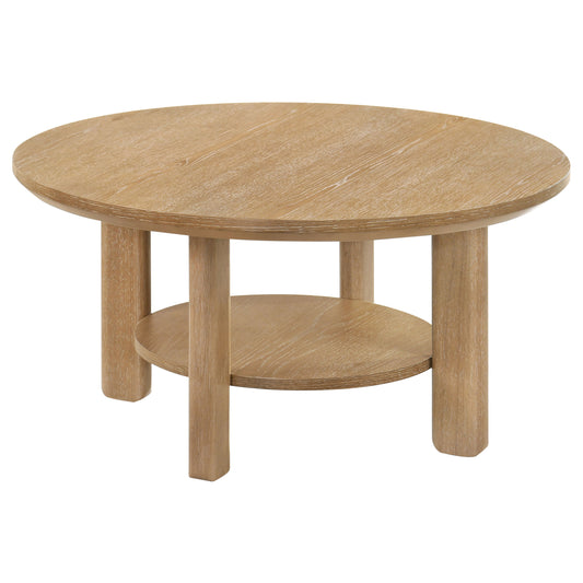 Ottowa 36-inch Round Wood Cocktail Coffee Table Washed Oak