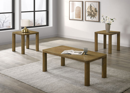 Castlewood 3-piece Cocktail Coffee Table Set Brown Oak