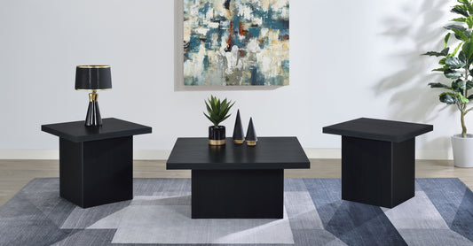 Devar 3-piece Square Cocktail Coffee End Table Set Black