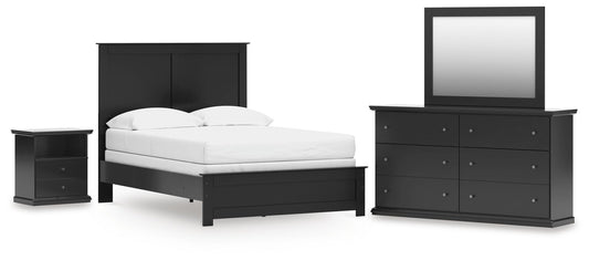 Maribel Full Panel Bed, Dresser, Mirror and Nightstand