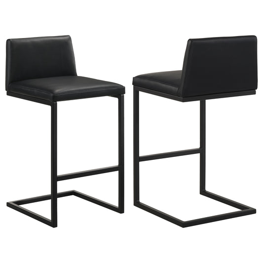 Vardon Genuine Leather Bar Stool Black (Set of 2)