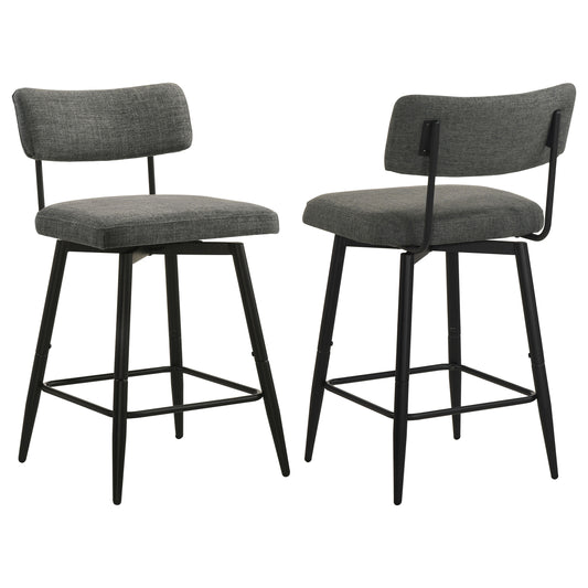 Levine Fabric Upholstered Swivel Counter Chair Grey (Set of 2)