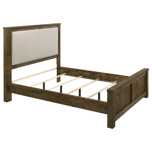 Doherty Queen Upholstered Panel Bed Rustic Brown