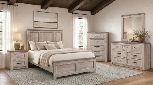 Nevado 5-Piece Queen Panel Bedroom Set Grey and Weathered Taupe