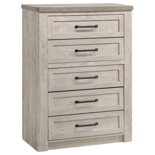 Nevado Farmhouse 5-Drawer Chest Grey and Weathered Taupe