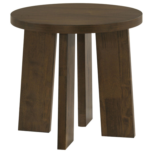 Strouse Contemporary Round End Table in Dark Walnut
