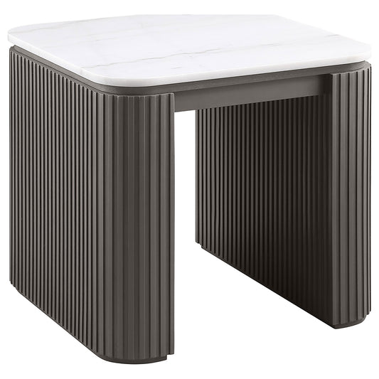 Lior Square Marble Top End Table Charcoal