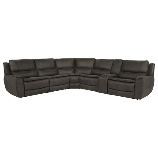 Marcell 6-Piece L-Shaped Power Reclining Sectional with Console Grey