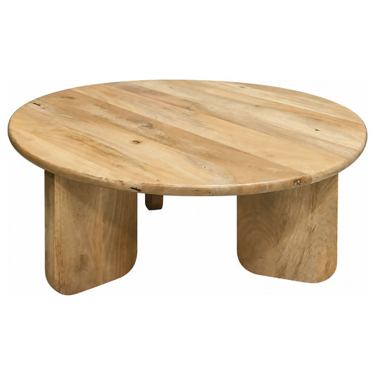Dale Sculptural Round Solid Mango Wood Coffee Table Natural Mango