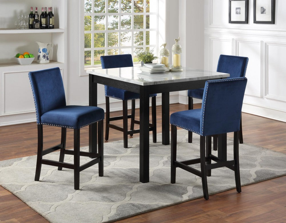 Faux Marble w/ Blue Velvet Chairs JB's Furniture Home Furniture, Home Decor, Furniture Store