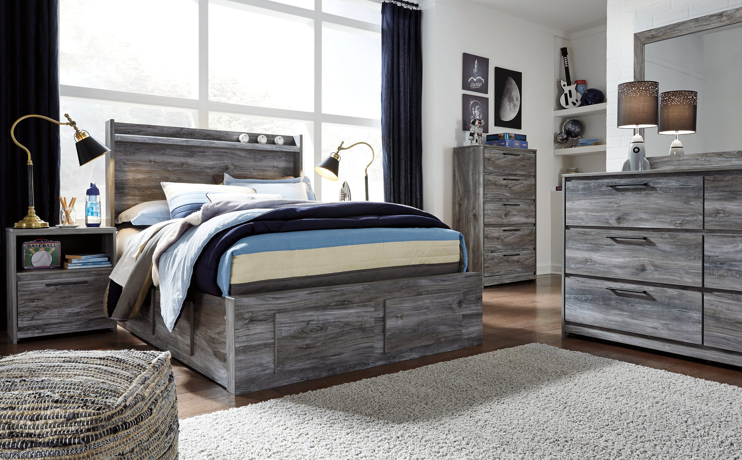 Baystorm Panel Bed With 6 Storage Drawers JB's Furniture Furniture, Bedroom, Accessories
