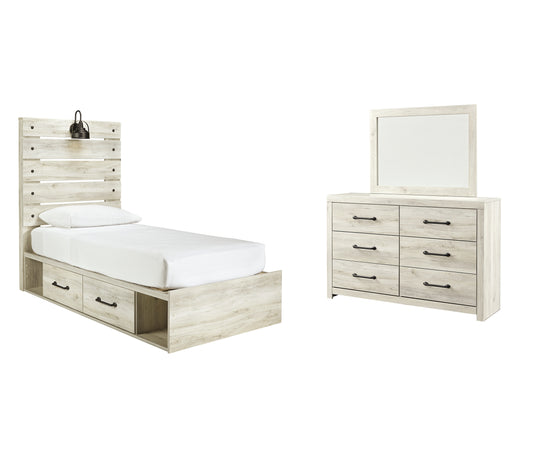 Cambeck Twin Panel Bed with 4 Storage Drawers with Mirrored Dresser JB's Furniture  Home Furniture, Home Decor, Furniture Store