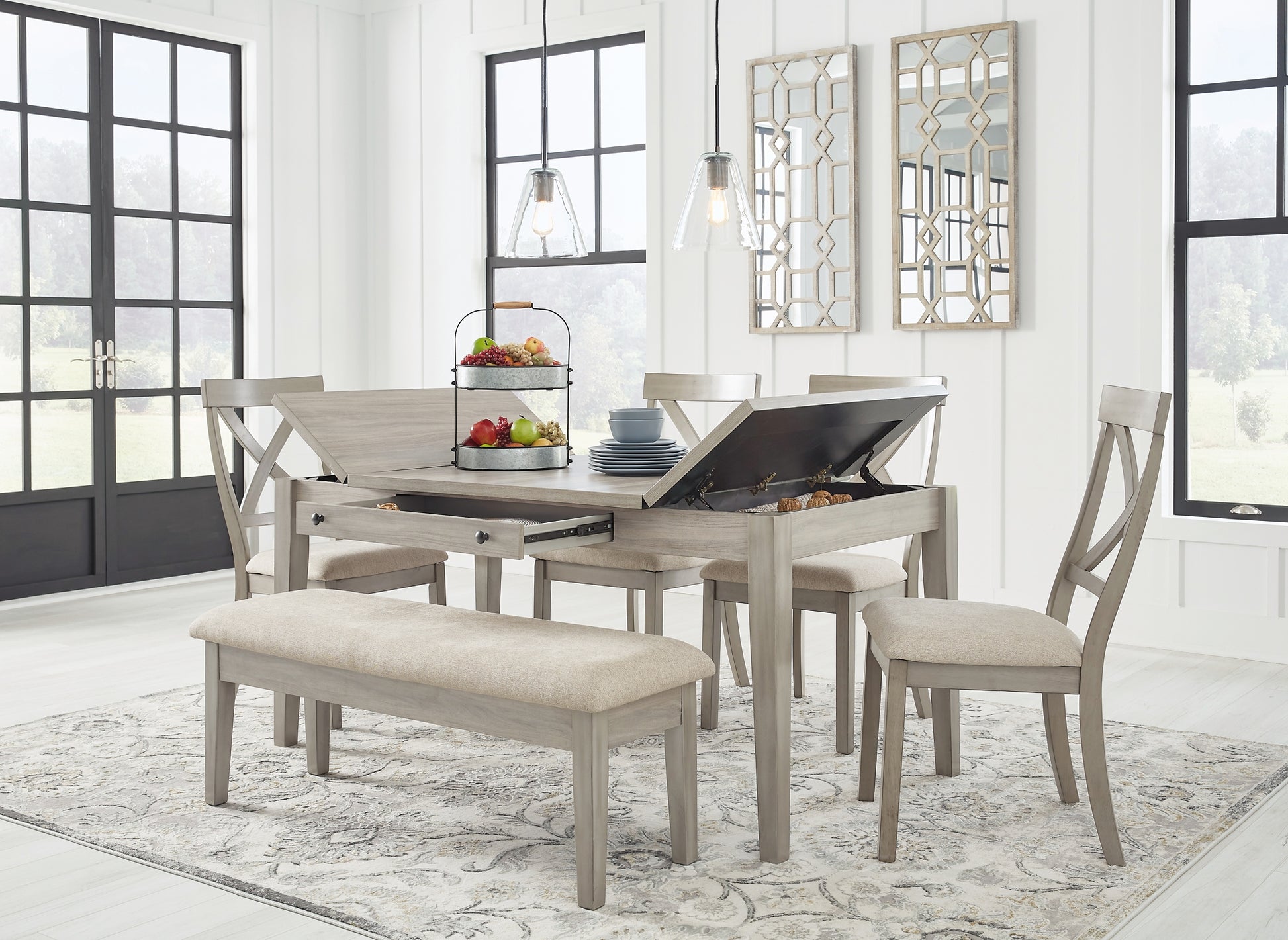 Parellen Dining Table and 4 Chairs and Bench JB's Furniture  Home Furniture, Home Decor, Furniture Store