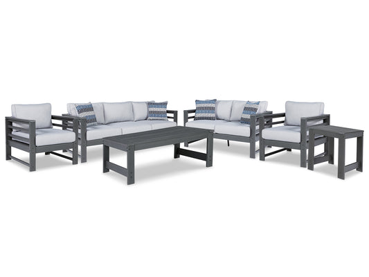 Amora Outdoor Sofa, Loveseat and 2 Lounge Chairs with Coffee Table and End Table JB's Furniture Furniture, Bedroom, Accessories