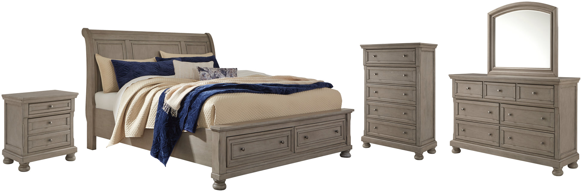 Lettner Queen Sleigh Bed with 2 Storage Drawers with Mirrored Dresser, Chest and Nightstand JB's Furniture  Home Furniture, Home Decor, Furniture Store