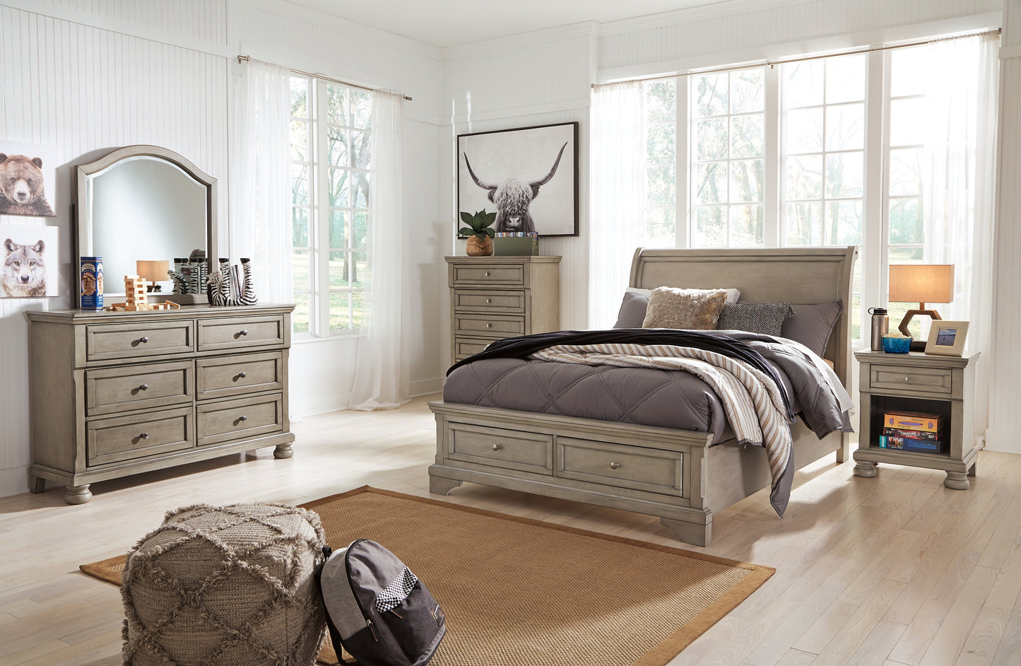 Lettner Full Sleigh Bed with Mirrored Dresser, Chest and Nightstand JB's Furniture  Home Furniture, Home Decor, Furniture Store