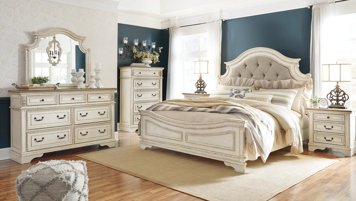 Realyn Queen Upholstered Panel Bed with Mirrored Dresser, Chest and Nightstand JB's Furniture  Home Furniture, Home Decor, Furniture Store