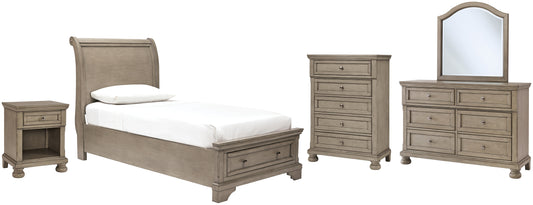 Lettner Twin Sleigh Bed with Mirrored Dresser, Chest and Nightstand JB's Furniture  Home Furniture, Home Decor, Furniture Store