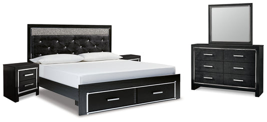 Kaydell King Upholstered Panel Storage Platform Bed with Mirrored Dresser and 2 Nightstands JB's Furniture  Home Furniture, Home Decor, Furniture Store