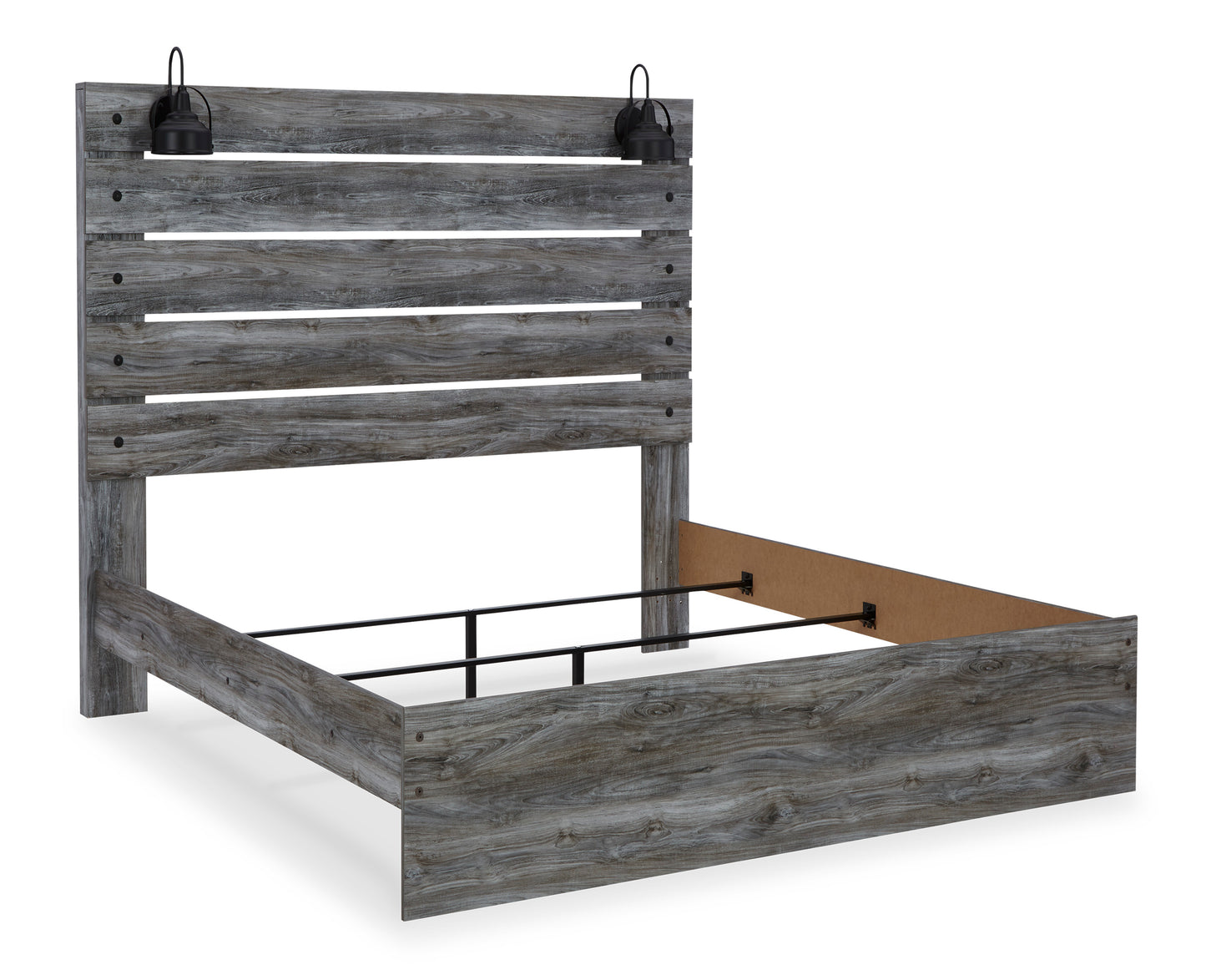 B221 - Baystorm Grey QUEEN SIZE Panel Bed with LED Lights