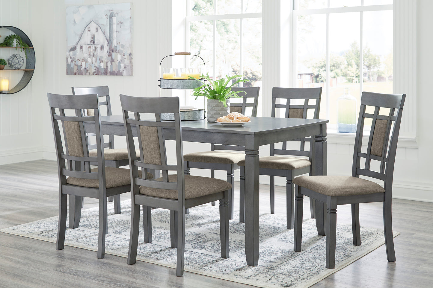D368 Jayemyer Collection Grey Finish 7 Piece Dining Set