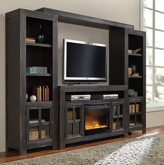 Gavelston Collection - 4 Piece Entertainment Center with Fireplace