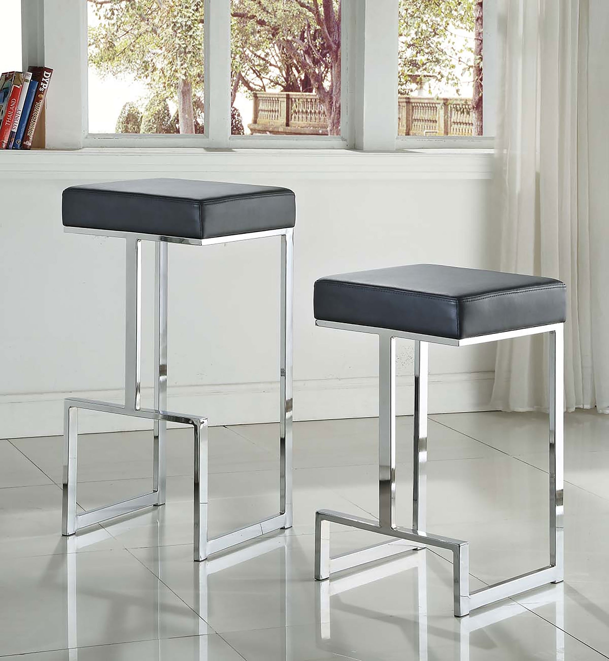 Shop Gervase Square Counter Height Stool Black and Chrome at JB's