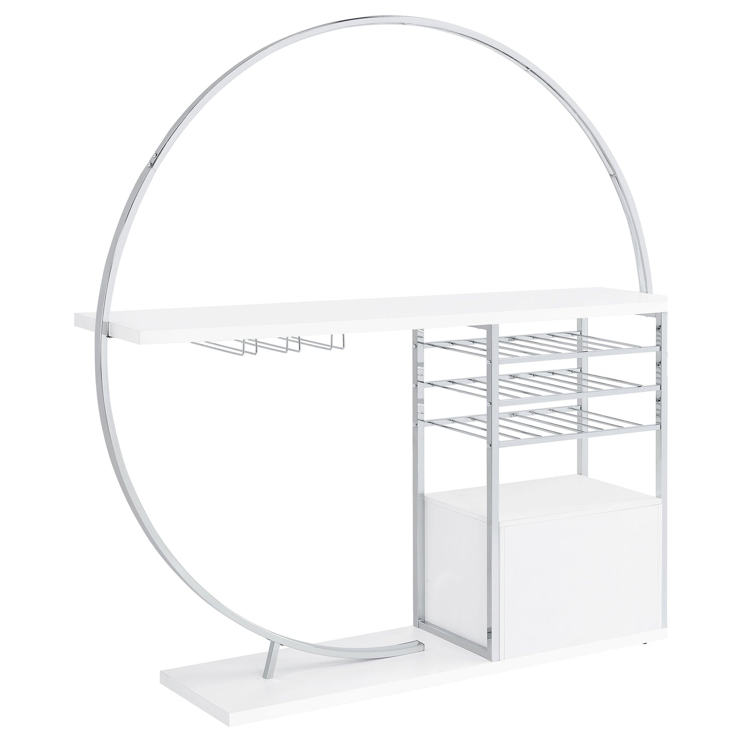 Risley 2-door Circular LED Wine Cabinet White High Gloss