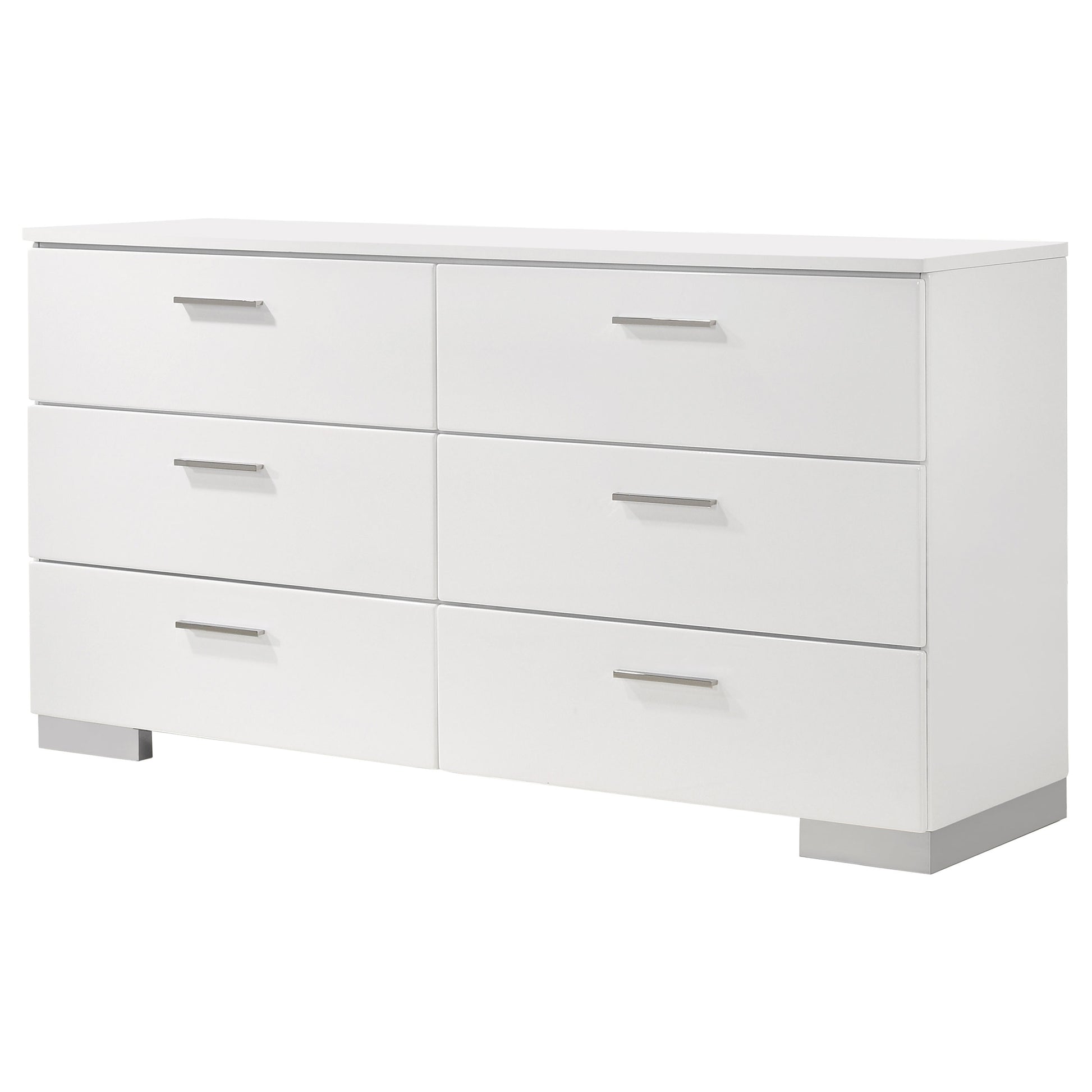 Felicity 6-Drawer Dresser White High Gloss
