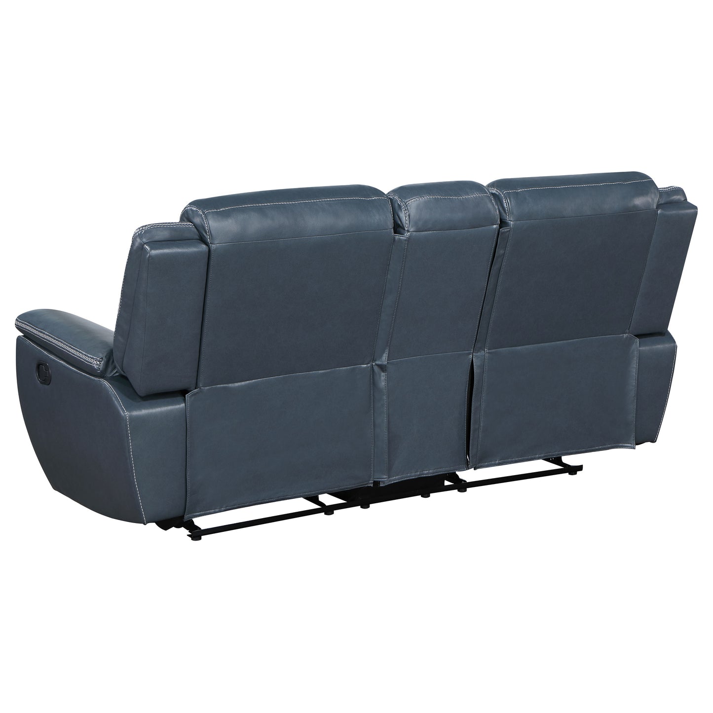 Sloane Upholstered Motion Reclining Loveseat with Console Blue