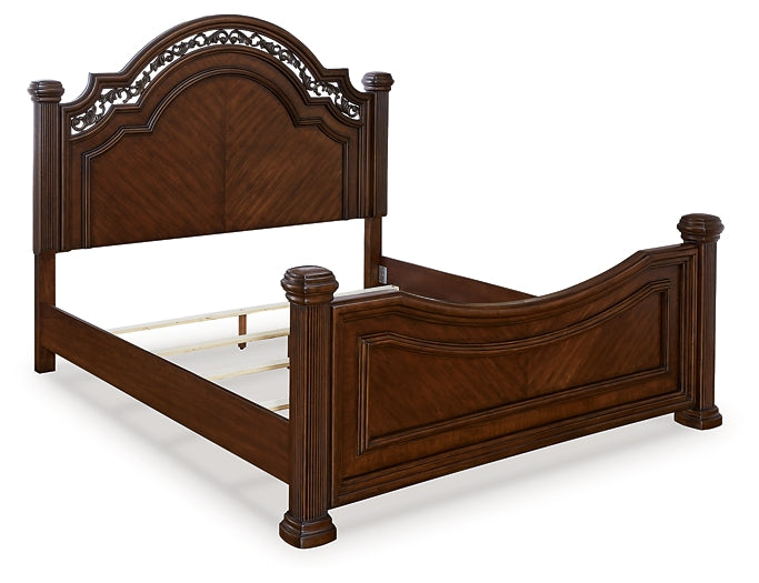 Lavinton King Poster Bed with Mirrored Dresser, Chest and 2 Nightstands