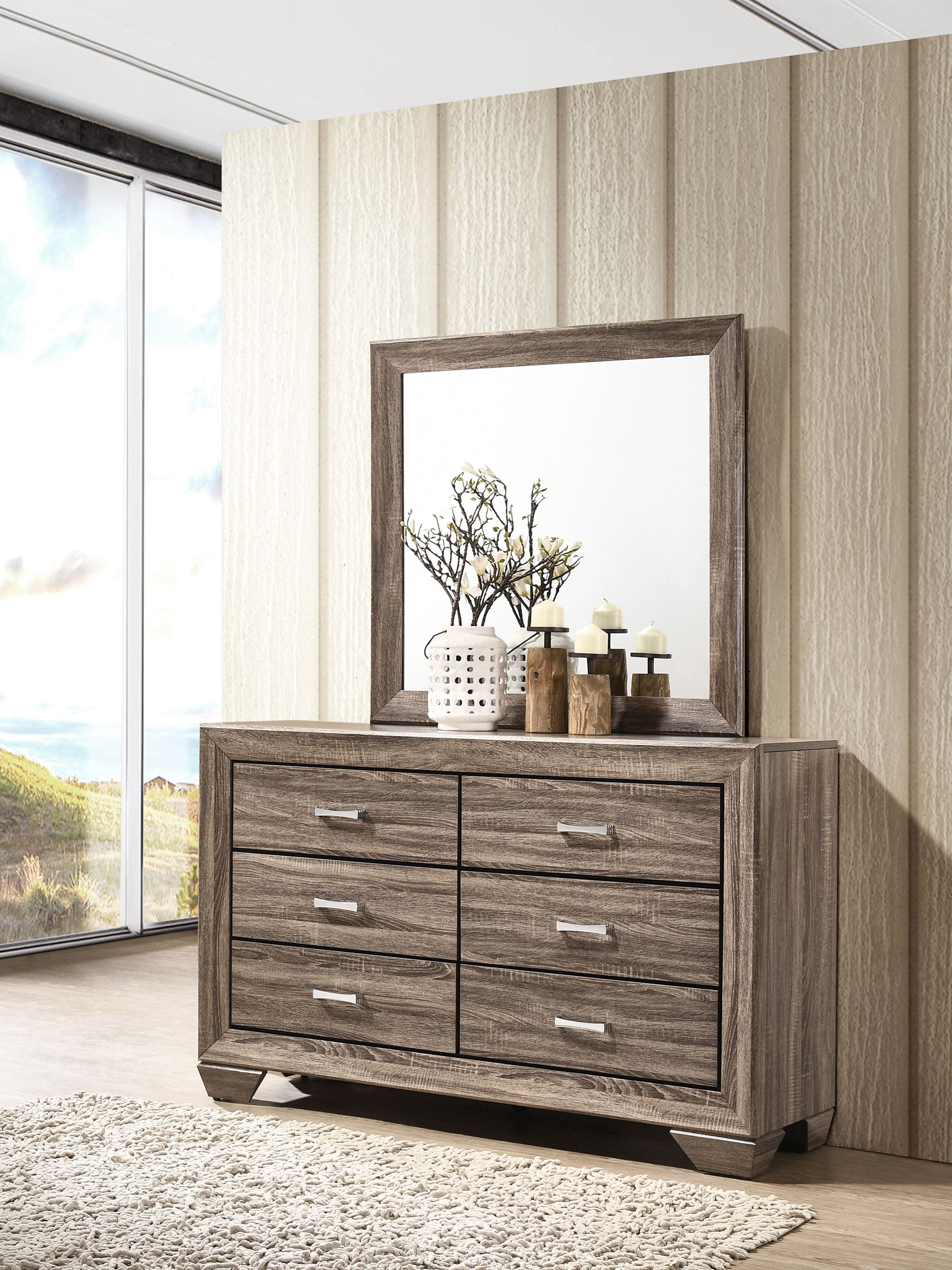 Shop Kauffman 6-drawer Dresser with Mirror Washed Taupe at JB's Furniture Milwaukee's best furniture store. Shop Kauffman 6-drawer Dresser with Mirror Washed Taupe at JB's Furniture Milwaukee's best furniture store.