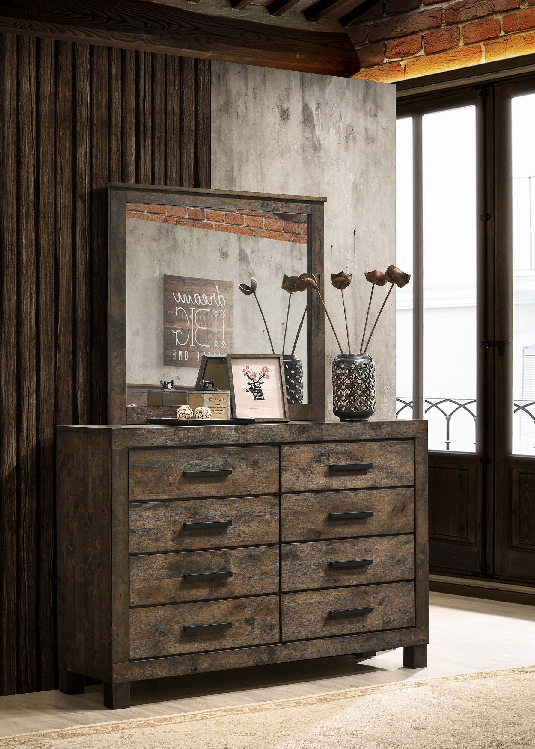 brown rustic dresser Woodmont 8-drawer Dresser Rustic Golden Brown