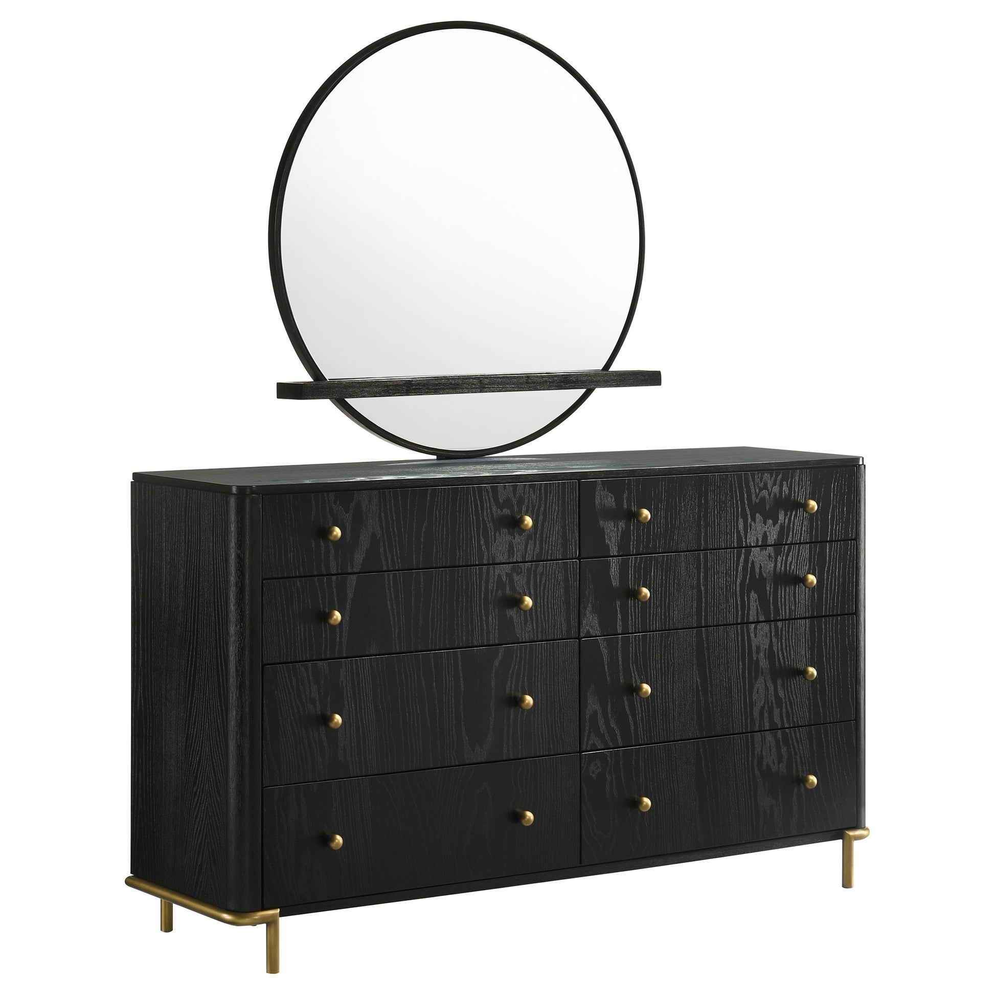 Arini 8-Drawer Dresser with Mirror Black