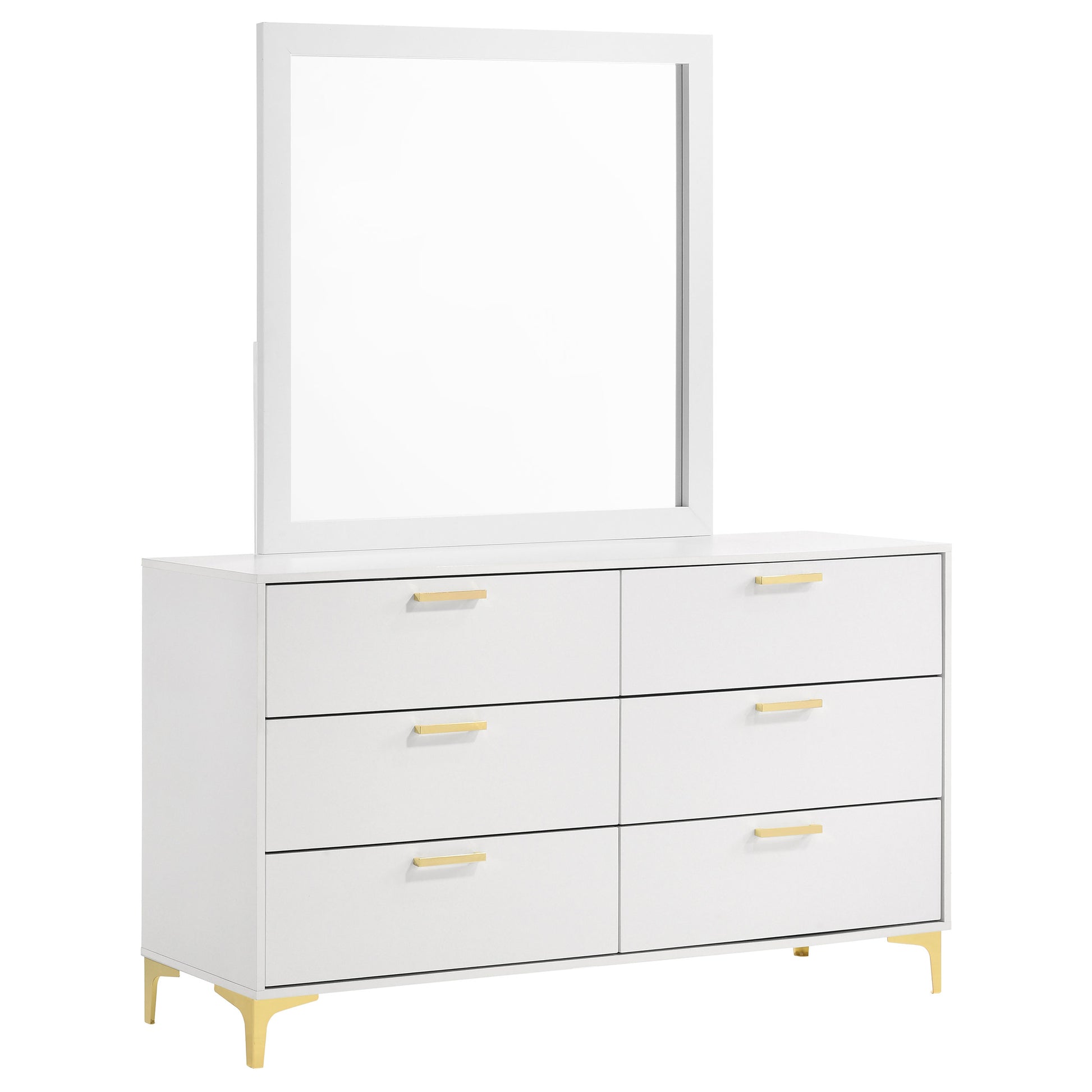 Kendall - 6-Drawer Dresser With Mirror - White Kendall - 6-Drawer Dresser With Mirror - White
