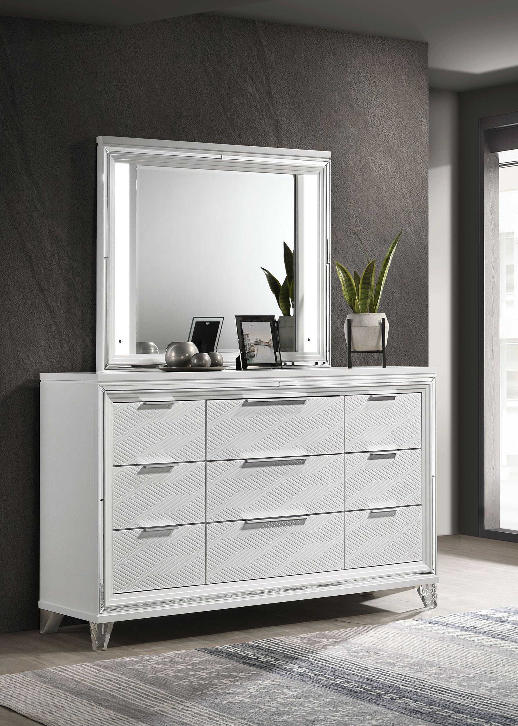 white mirror dresser Valentini Built for versatility Large White Dresser w/Mirror
