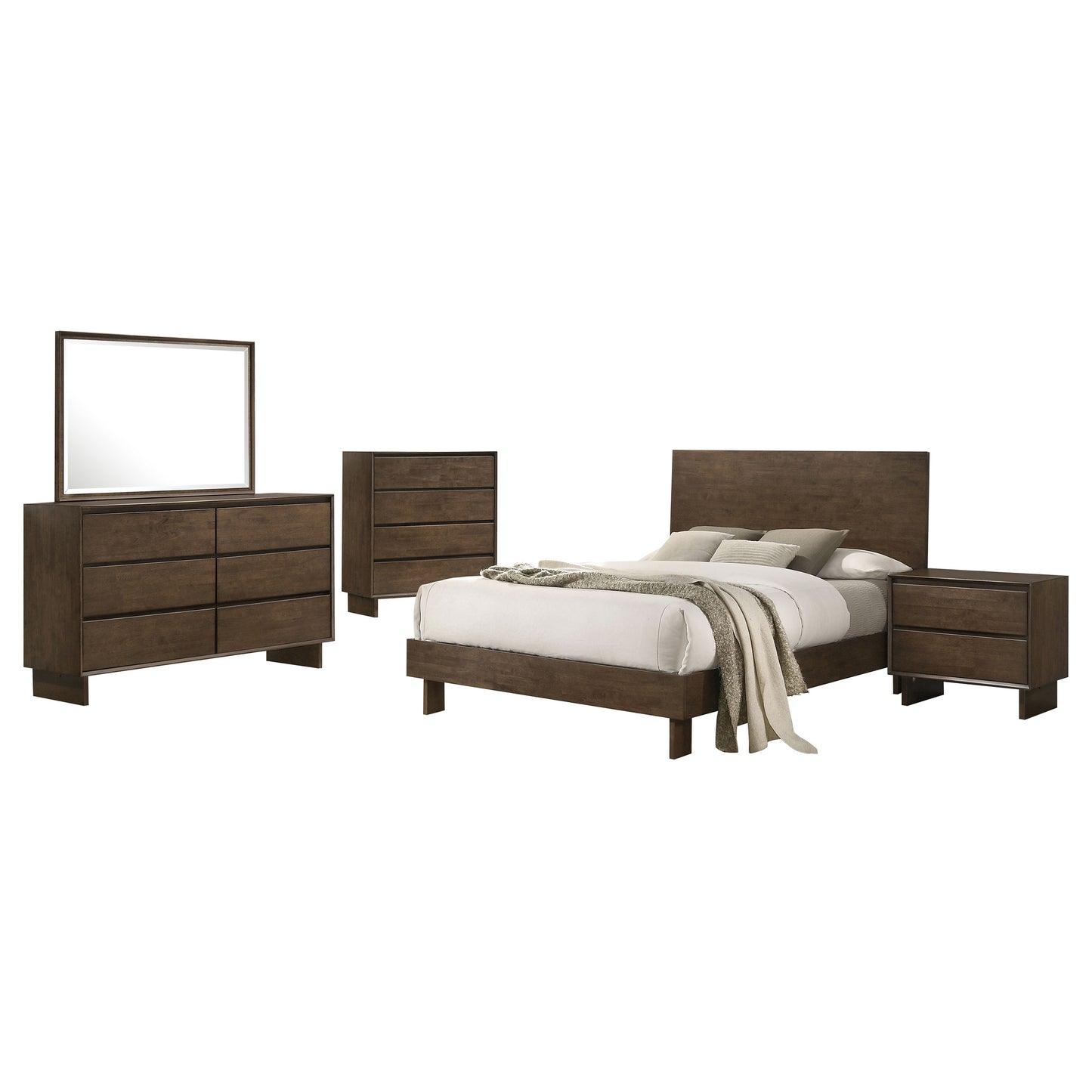 Glenwood 5-piece Eastern King Bedroom Set Warm Brown