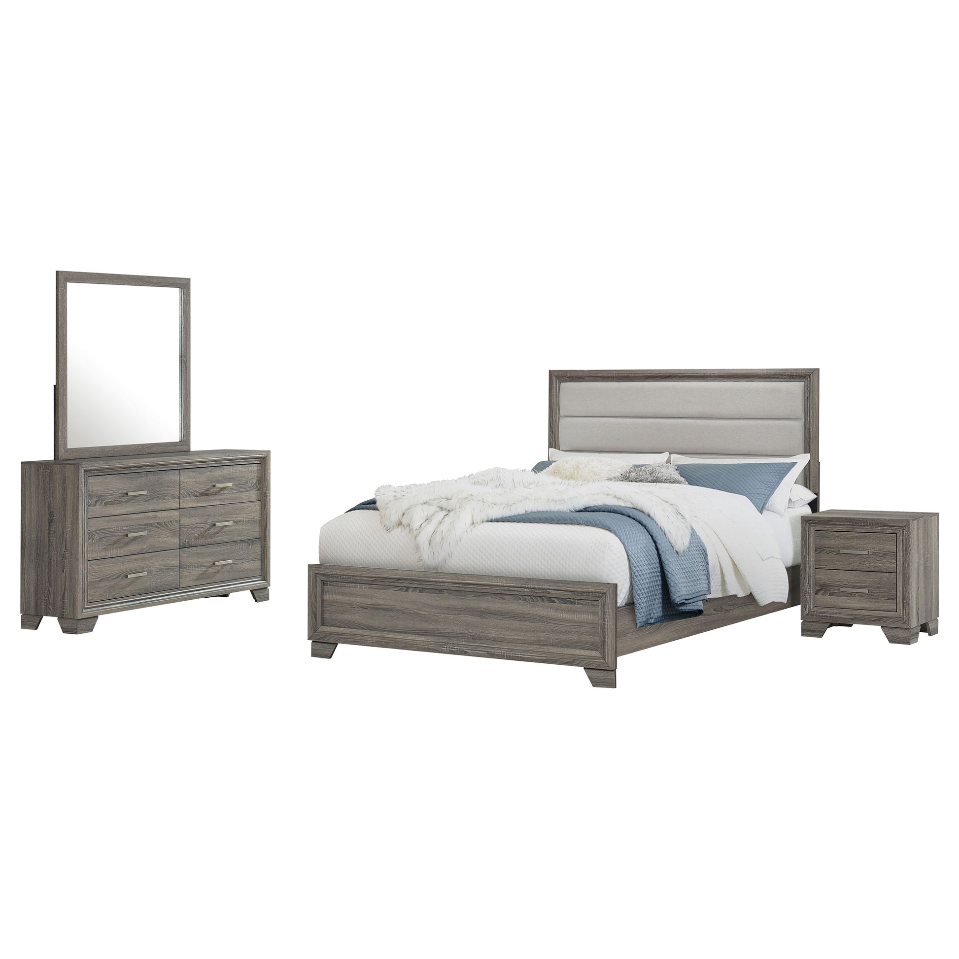 Wright 4-piece Eastern King Bedroom Set Brown Oak Wright 4-piece Eastern King Bedroom Set Brown Oak