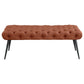 Ella Upholstered Tufted Bench Metal Legs Rust