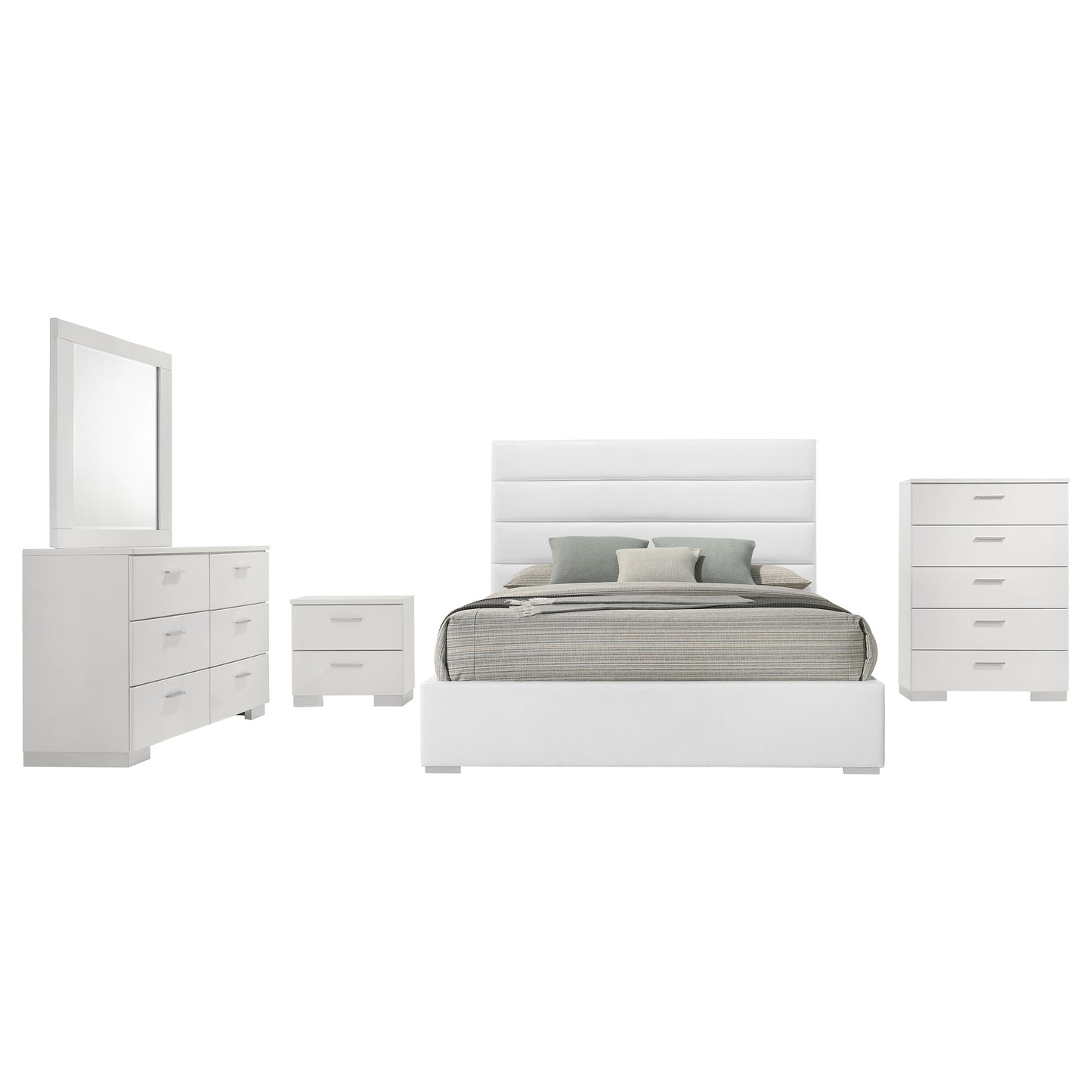 Felicity 5-piece Queen Bedroom Set White High Gloss