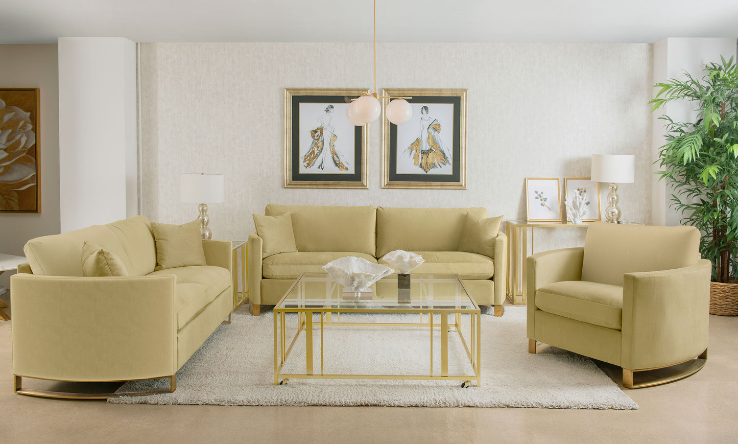 Corliss Upholstered Curved Track Arm Loveseat Camel