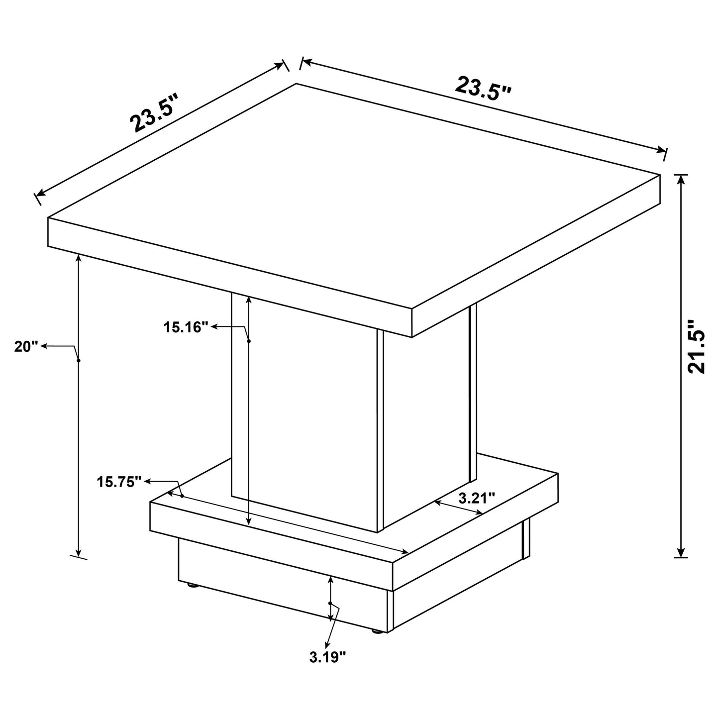 Reston 2-piece Square Coffee and End Table Set Cappuccino
