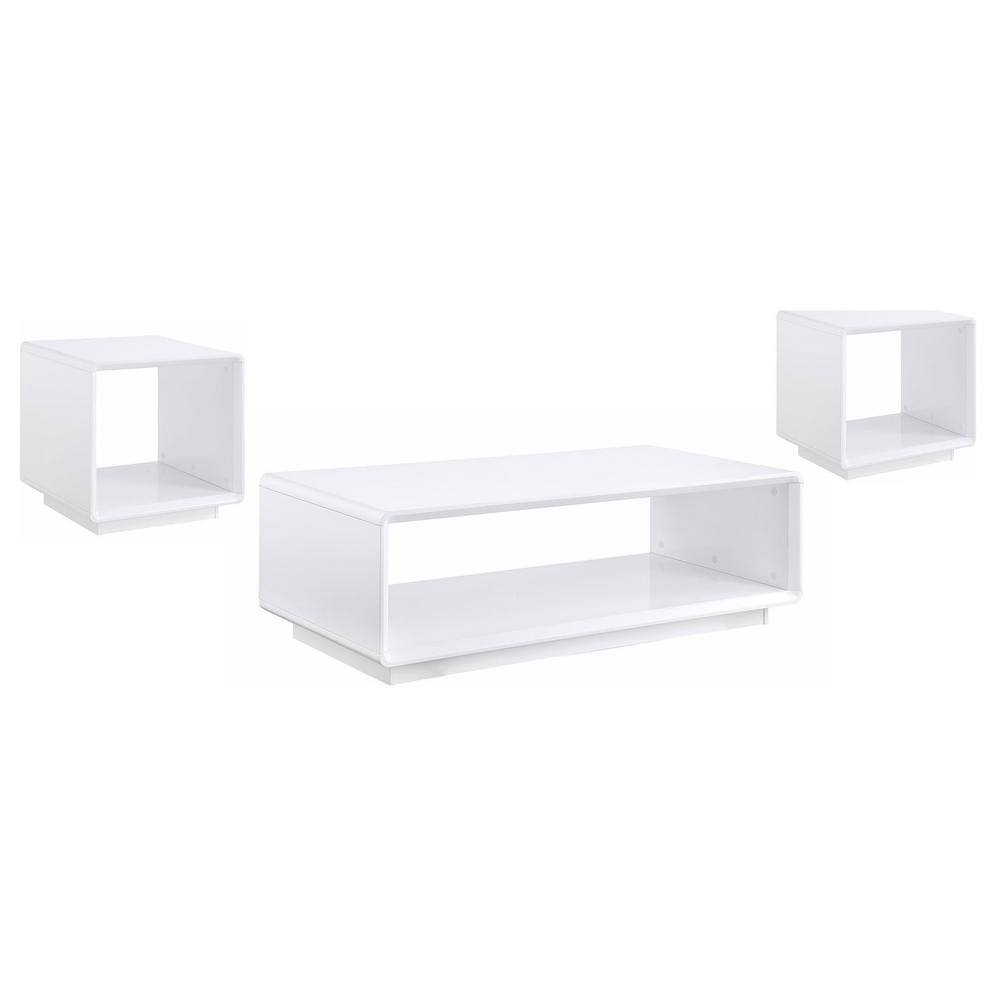 Paseo 3-piece Coffee and End Table Set White High Gloss