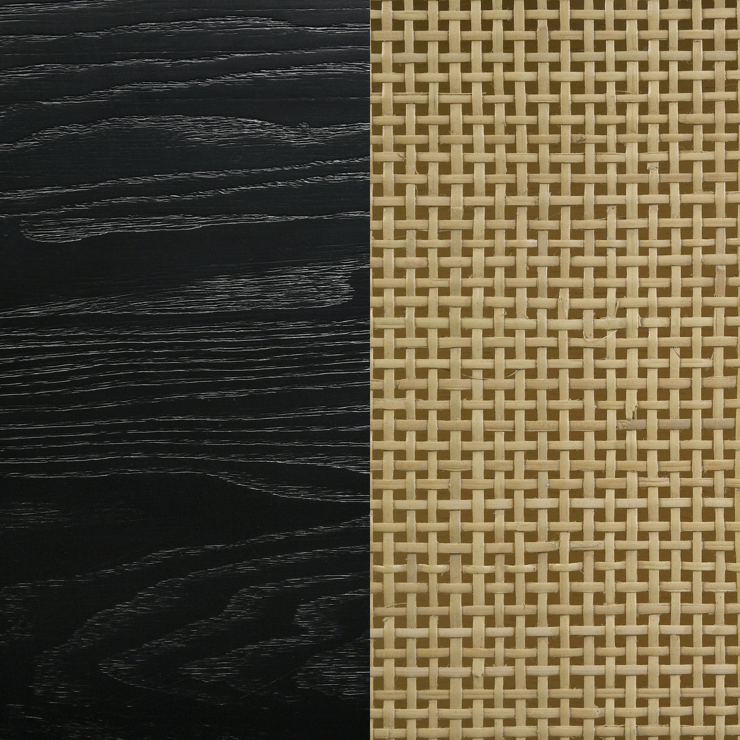 Arini Rattan California King Panel Bed Black and Natural