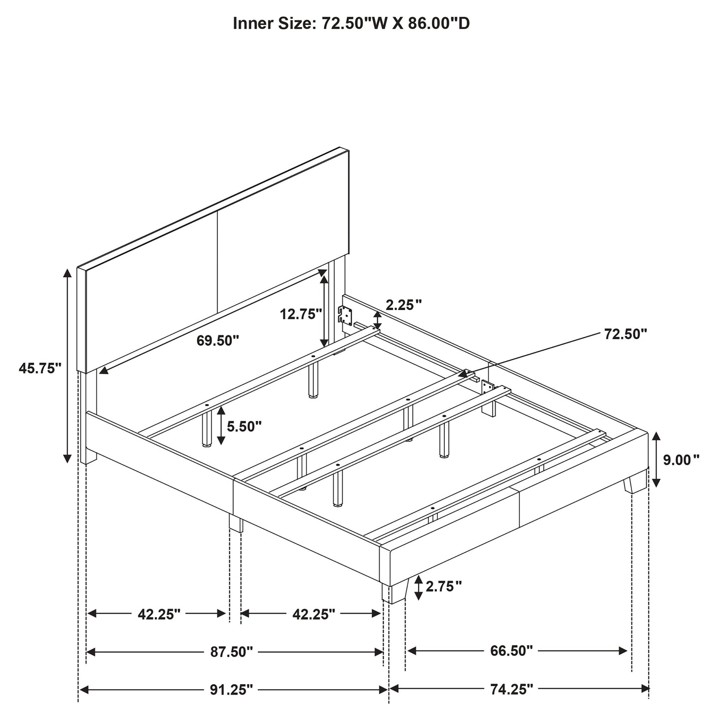 Dorian Fabric Upholstered California King Panel Bed Taupe